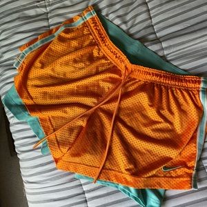 Orange and Teal Nike Dri Fit Shorts